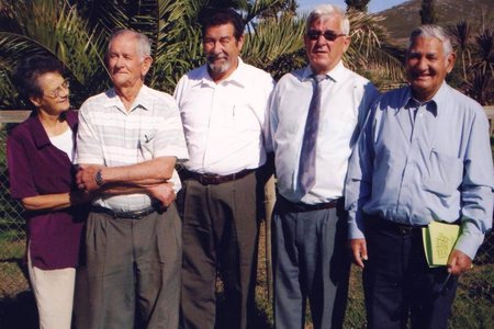 Die Plaasbedieningsgroep, met vlnr Alta NaudÃ©, Jan NaudÃ©, Johan van Wyk, wyle Pierre Pheiffer (oorlede) en Mac Robberts  (Argieffoto: Johan van Wyk)